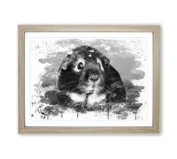 Guinea Pig V4 Modern Framed Print | A2 Oak Framed Wall Art | Ready to Hang | Modern Nature Picture | Living Room Bedroom Lounge Office
