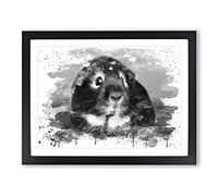 Guinea Pig V4 Modern Framed Print | A4 Black Framed Wall Art | Ready to Hang | Modern Nature Picture | Living Room Bedroom Lounge Office