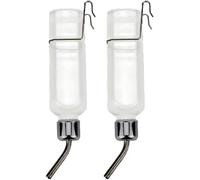 Guinea Pig Water Bottle 2 Pcs 350ml No Drip Plastic Automatic Rabbit Water Feeder Hanging Fountains Pet Drinking Bottle with Hooks Springs for Amall Animals Transparent (Transparent, 350ml)