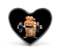 Guinea Pig Weight Lifting Funny Lapel Pins Heart Button Brooch Badge Pin Hat Clothes Bag Jewelry for Men Women