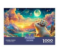 Guinea Pig with Daisy Crown in A Flowery Mountain Landscape 1000-Piece Jigsaw Puzzle Cute Guinea Pig - Challenging & Educational for All Ages 52x38cm/1000pcs