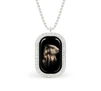 Guinea Pig with Forests Rectangle Pendant Necklace Alloy White Shiny Diamond Square Gold Silver Jewelry for Women Men