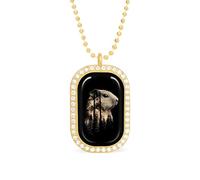 Guinea Pig with Forests Rectangle Pendant Necklace Alloy White Shiny Diamond Square Gold Silver Jewelry for Women Men