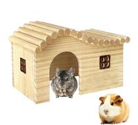 Guinea Pig Wood Hideout Hut with Window Small Animal Wooden House for Rat Chinchilla Hedgehog Hamster Rabbit Bunny (Large)