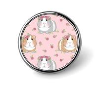Guinea Pigs And Cupcakes Badge,Comfort Light in Weight Round Emblem Cute Funny Decor Brooch Smooth Does Not Fade Badges for Hats Jackets Coat Shirt