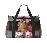 Guinea Pigs and Cupcakes print Carry on Luggage for Women Men Shoulder Weekender Crossbody Bag for Yoga Travel Must Haves, Black, One Size