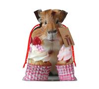 Guinea Pigs And Cupcakes Print Christmas Drawstring Gift Bags Festive Sack Xmas Birthday Party Present Packaging