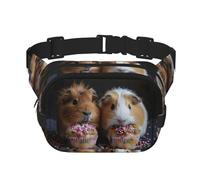 Guinea Pigs and Cupcakes print Fanny Pack Waist Packs with Extender for Men Women, Waist Bag Hip Pack with Zipper Pockets, Black, One Size