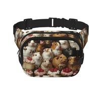 Guinea Pigs and Cupcakes print Fanny Pack Waist Packs with Extender for Men Women, Waist Bag Hip Pack with Zipper Pockets, Black, One Size