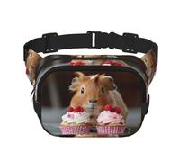 Guinea Pigs and Cupcakes print Fashion Waist Packs Crossbody Belt Bag Fanny Pack for Women Crossbody for Traveling Running, Black, One Size
