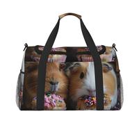 Guinea Pigs and Cupcakes Print Foldable Carry On Tote Large Capacity Hand Carry Bag for Airplane Weekend Getaways