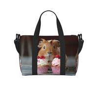Guinea Pigs and Cupcakes print Gym Bag for Women,Carry on Weekender Overnight Duffle Bag,Personal Item Tote Bag, Black, One Size