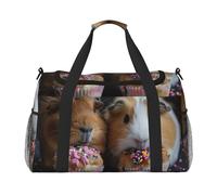 Guinea Pigs and Cupcakes print Overnight Bags for Women and Men Shoulder Bag Carry On Bag for Traveling Travel Essentials, Black, One Size