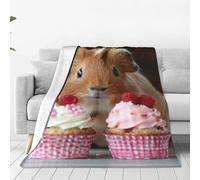 Guinea Pigs And Cupcakes Print Soft Warm Blankets Fleece Throw, Lightweight Flannel Fleece Blanket For Bed Sofa Couch