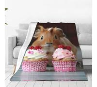 Guinea Pigs and Cupcakes Print Throw Blanket All Seasons Blankets Soft Cozy Flannel Blanket,for Bed Couch Sofa Decor