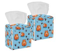 Guinea Pigs and Paw Prints Sustainable Bamboo Tissue Box Cover for Modern Home Decor