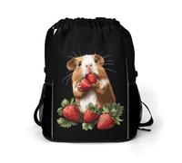 Guinea Pigs And Strawberry Gym Drawstring Bag with Shoe Compartment