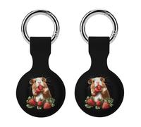 Guinea Pigs And Strawberry Silicone Protective Case Compatible with Airtag Funny GPS Tracker Accessories for Luggage Pet Collar