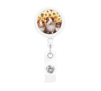 Guinea Pigs Badge Reel Retractable Badge Holder with Keychain Funny ID Clips for Badges Lightweight Plastic Name Card Holders for Nurses Office Teacher