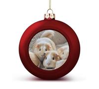 Guinea Pigs Christmas Tree Ornaments 1.6 Inch Shatterproof Pc Plastic Balls with Lanyard Baubles Hanging Christmas Ball Ornaments for Xmas Tree Holiday Party Wedding Home Decorations-red