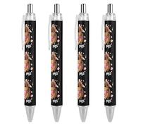 Guinea Pigs Cute Pets Retractable Ballpoint Pen Black Ink Ball Point Pen Work Pens 4 PCS