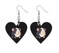 Guinea Pigs Cute Round Wooden Earrings Boho Drop Pendant Fashion Gifts for Women