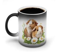 Guinea Pigs Daisy Flower Stylish Heat Sensitive Coffee Mug with Handle 12 Oz Ceramic Color Changing Cups