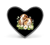 Guinea Pigs Daisy Flower Unisex Novelty Brooches & Pins Heart Metal Lapel Badge for Clothing Shawl Hat