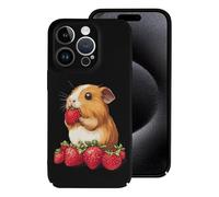 Guinea Pigs Eating Strawberry Printed Phone Case Slim Hard Cellphone Protective Cover Unisex Compatible with iPhone 15/15 Plus/15 Pro/15 Pro Max