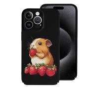 Guinea Pigs Eating Strawberry Printed Phone Case Slim Hard Cellphone Protective Cover Unisex Compatible with iPhone 15/15 Plus/15 Pro/15 Pro Max