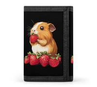Guinea Pigs Eating Strawberry Wallet for Men Slim Minimalist Tri-fold ID Window 9-13 Cards