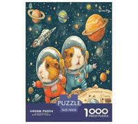 Guinea Pigs Explore Space Jigsaw Puzzles Puzzles for Adults Kids. 1000 Pieces Impossible Challenge Toy Educational Game Home Decoration for Educational Games Gifts 70x50cm/1000pcs