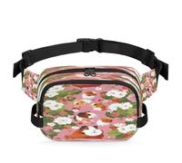 Guinea Pigs Flowers Strawberries Waist Bag Multifunction Pack for Travel Sport Running Fanny Pack Bumbag Pouch Purse Belt Bag for Women Men Kids Girls Boys