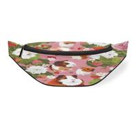 Guinea Pigs Flowers Strawberries Waist Bag Pack for Women Men Kids Girls Boys Fanny Pack Bumbags Pouch Purses Belt Bag for Travel Sport Running