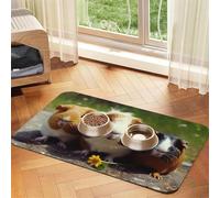 Guinea Pigs Funny Dog Food Mat, Absorbent Pet Feeding Mat for Food and Water Bowls Non-Slip Placement Pad for Floors Waterproof Quick Dry Water Dispenser Mat for Dogs Puppy Cats 12x18 Inch