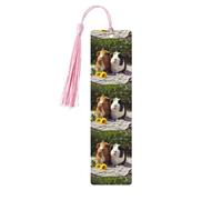 Guinea Pigs Funny Wooden Bookmarks 5 Pcs,Handmade Double-Sided Printed Book Marks Page Markers with Pink Tassels Book Accessories Gift for Book Lovers Women Men