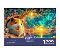 Guinea Pigs Gather by A Tree, Watching A Cosmic Sunset over Water 1000 Piece Jigsaw Puzzle Cute Guinea Pig - Recycled Cardboard, Brainteasing Game 70x50cm/1000pcs