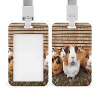 Guinea Pigs ID Badge Holder Waterproof Card Protector Push-Pull Slot Work ID Card Holder with Lanyard Personalized Detachable Card Holders for Office Corporate Use