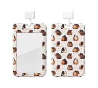 Guinea Pigs ID Badge Holder with Lanyard Cute Card Holders ID Name Tag Worker Badge Carabiner Clip Vertical Card Protector Cover Case for Office Doctor Nurse Work