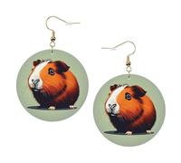 Guinea Pigs Illustration Leather Round Earrings Daily Accessories Working At Work Women'S Fashion
