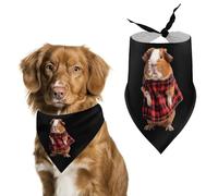 Guinea Pigs in Buffalo Scottish Tartan Dog Bandana Puppy Cat Scarfs Bibs Washable Triangle Kerchief Pet Gifts