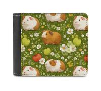 Guinea Pigs in Green Trendy Bifold Wallet for Men Classic ID Window Large Capacity Slim Leather Wallets
