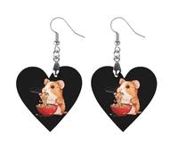 Guinea Pigs Japanese Ramen Noodles Round Wooden Earrings Boho Drop Pendant Fashion Gifts for Women