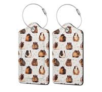 Guinea Pigs Luggage Tags Leather Baggage Suitcases Tag Cute Label Travel Bag Tags 7.3 Cm X11.6 Cm,Beautifully Illustrated for Easy Identification.