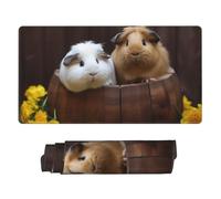 Guinea Pigs Mouse Pad Large Desk Mat XL PU Leather Desk Pad Waterproof Gaming Mousepad Easy Clean Desk Protector Mat Keyboard Mats, Writing Pad for Office Home 29.5 x 16 in