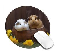 Guinea Pigs Mouse Pad Waterproof Gaming Mousepad with Non-Slip Rubber Base Round Computer Mouse Mat for Office Latop Mousepads Washable Cloth Desk Pad 8 x 8 in