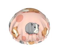 Guinea Pigs On Pink Waterproof Reusable Shower Cap For Women - Elastic Hair Cover For Bath, Spa, Travel & Daily Use