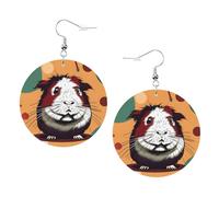 Guinea Pigs Pattern Leather Round Earrings Daily Accessories Working At Work Women'S Fashion