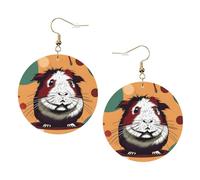 Guinea Pigs Pattern Leather Round Earrings Daily Accessories Working At Work Women'S Fashion