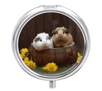 Guinea Pigs Pill Box Cute Round Pill Box 3 Compartment Decorative Pocket Purse Portable Mini Travel Medicine Tablet Vitamin Fish Oil Holder Organizer Pill Case